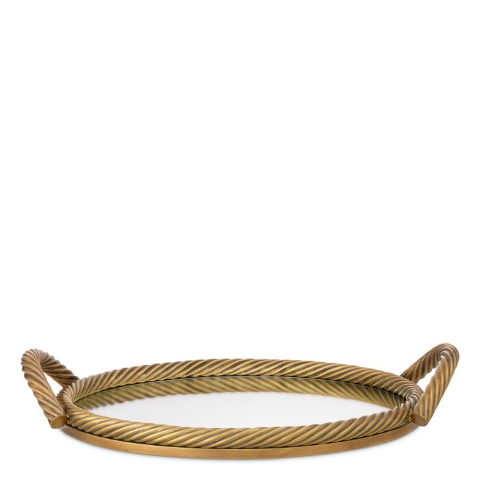 Tray Salvi Round vintage brass finish