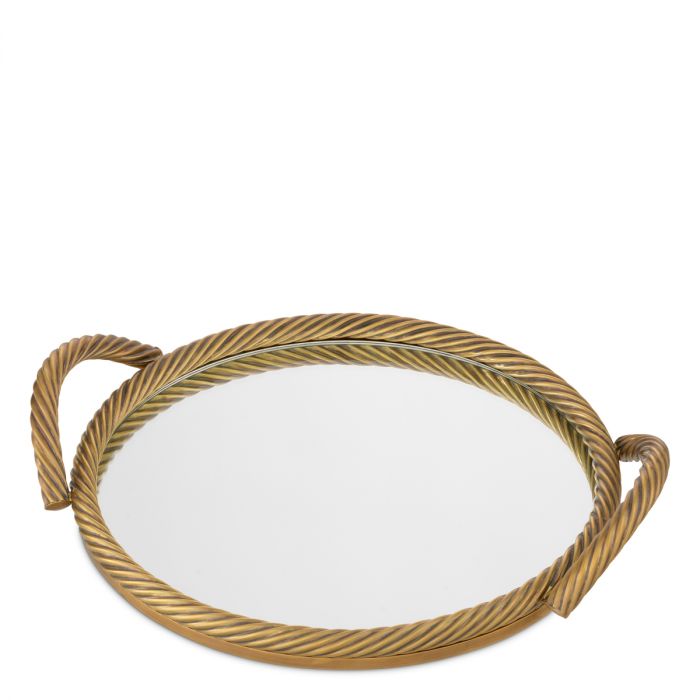 Tray Salvi Round vintage brass finish