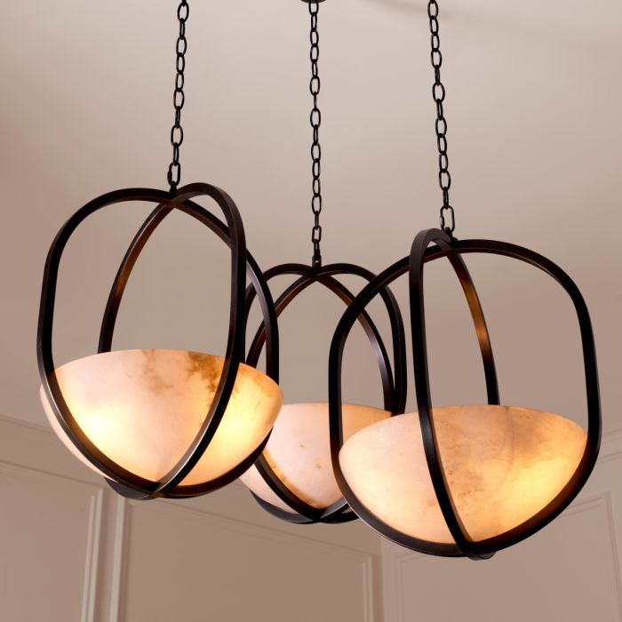 Chandelier Scapa bronze highlight finish alabaster