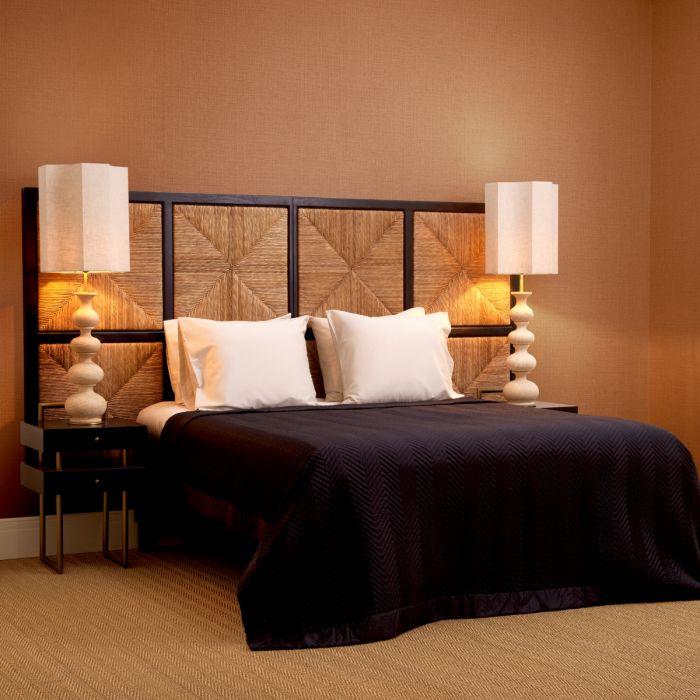 Headboard Aruba classic black finish natural seagrass