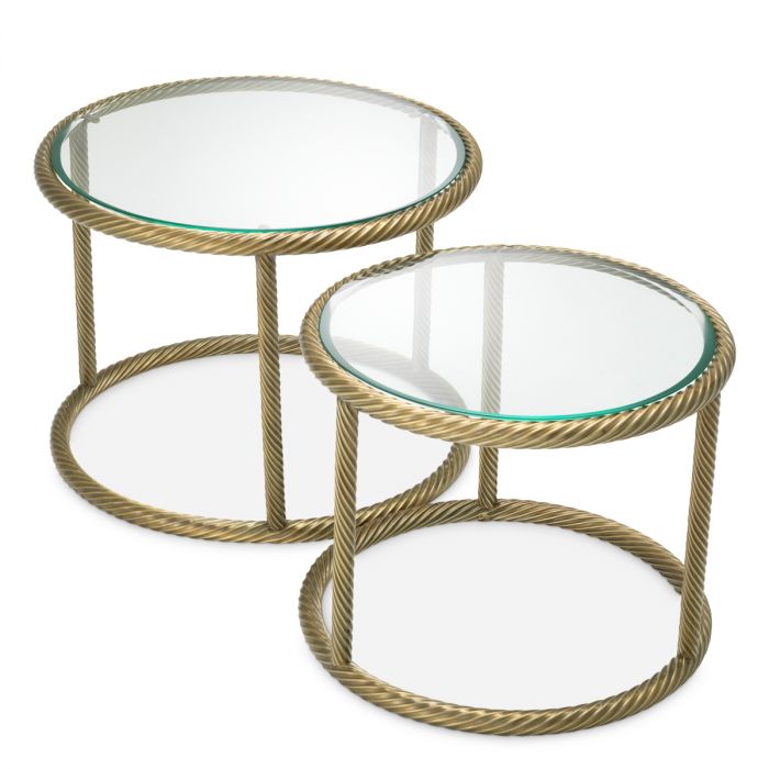 Side Table Addison vintage brass finish set of 2