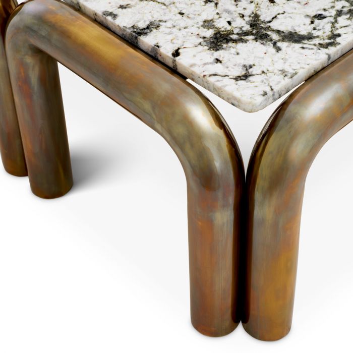 Coffee Table Sunwood vintage brass finish white marble top
