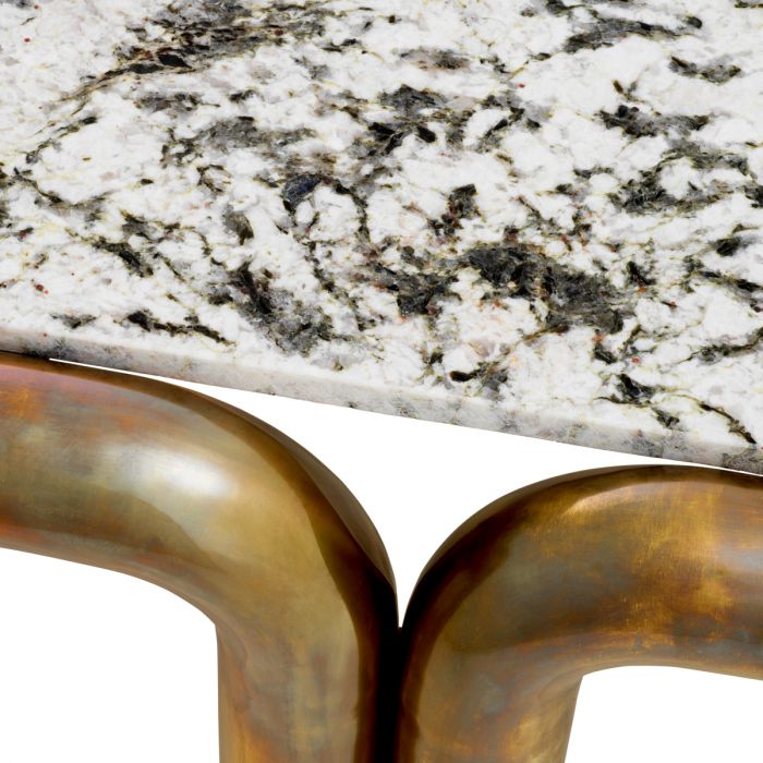 Coffee Table Sunwood vintage brass finish white marble top