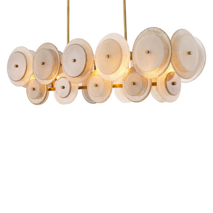 Chandelier Hyde vintage brass finish handmade glass