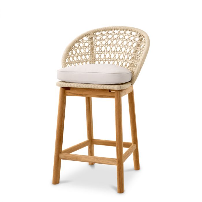 Outdoor Counter Stool Trinity cream weave flores off-white