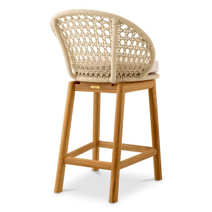 Outdoor Counter Stool Trinity cream weave flores off-white