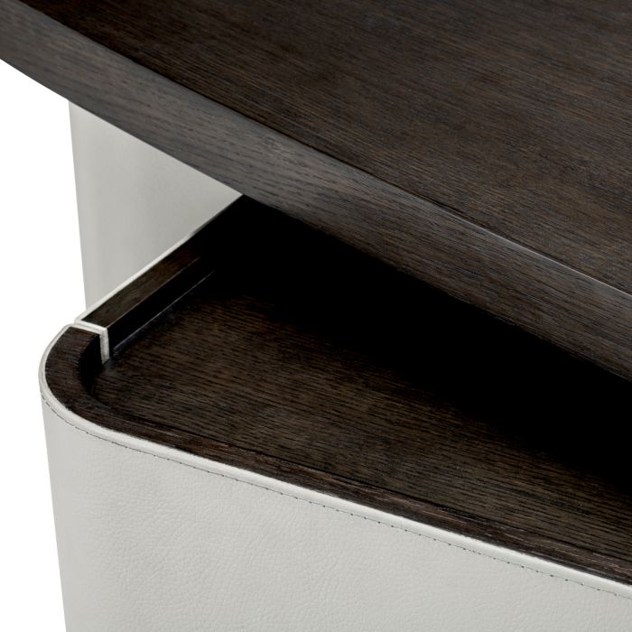 Desk Numana mocha straight oak veneer faux leather