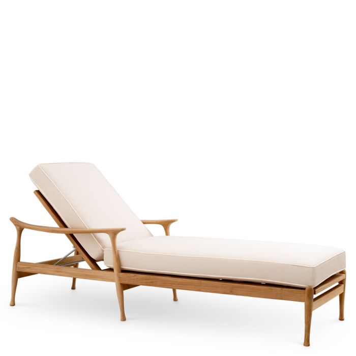 Outdoor Daybed Manzo natural teak flores off-white incl cushions