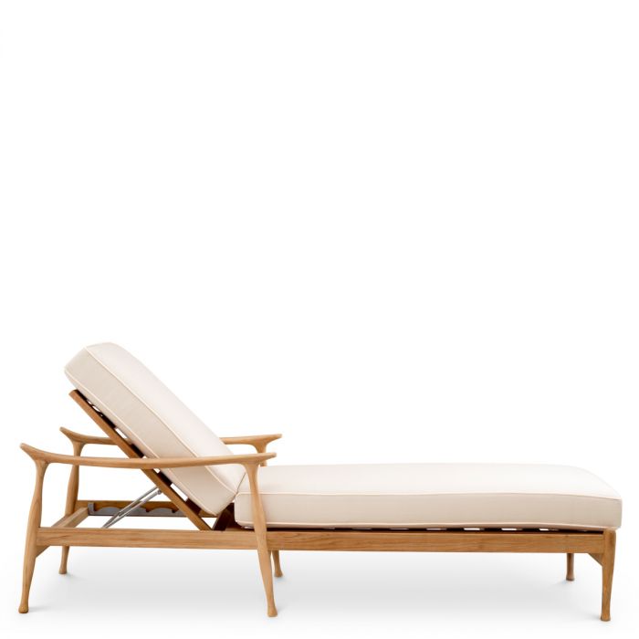 Outdoor Daybed Manzo natural teak flores off-white incl cushions