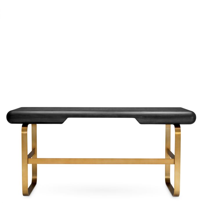 Desk Nathaniel charcoal grey oak veneer brushed brass finish