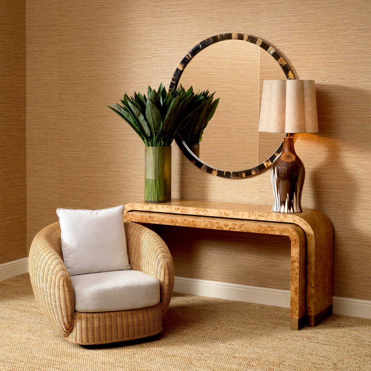 Curved Natural Rattan Chair Rafael | Eichholtzmh.com