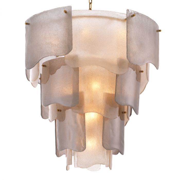 Chandelier Asinara L antique brass finish smoke glass