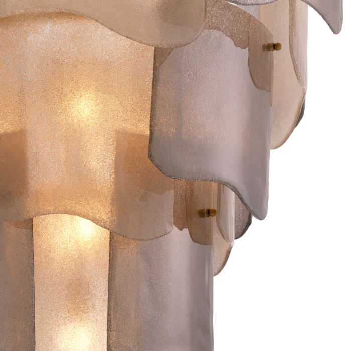 Chandelier Asinara L antique brass finish smoke glass