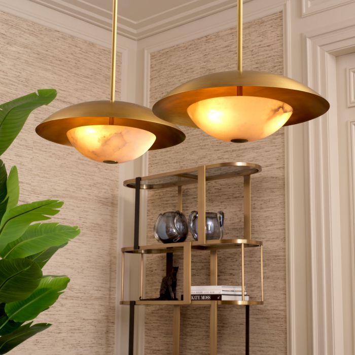 Pendant Marcona antique brass finish alabaster