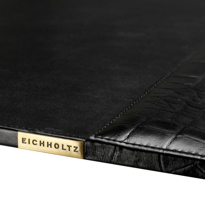 Desk Blotter Scaleo croco embossed black leather
