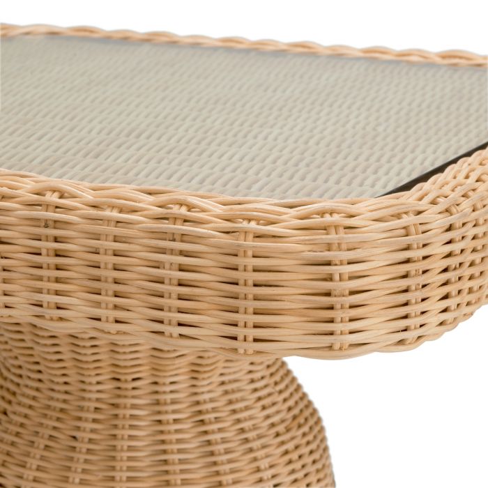 Side Table Tiago square natural rattan incl glass top