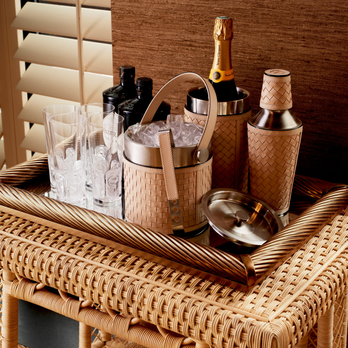 Tan Leather Bar Set (3) Sintra | Eichholtzmh.com