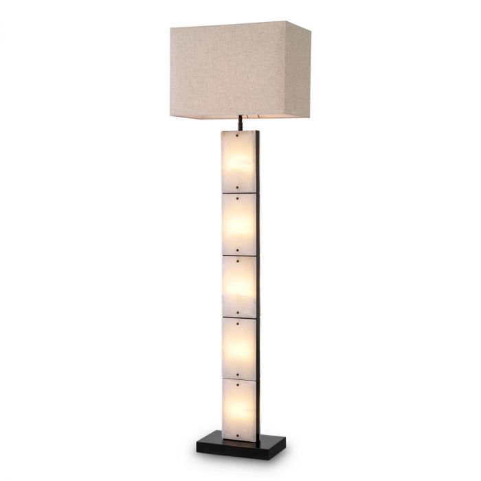 Floor Lamp Ortiz bronze highlight finish alabaster incl shade
