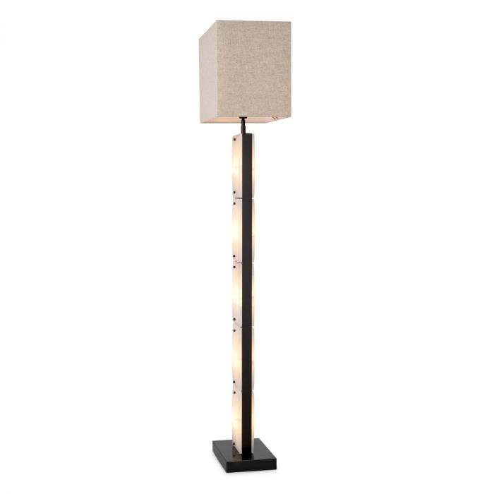 Floor Lamp Ortiz bronze highlight finish alabaster incl shade