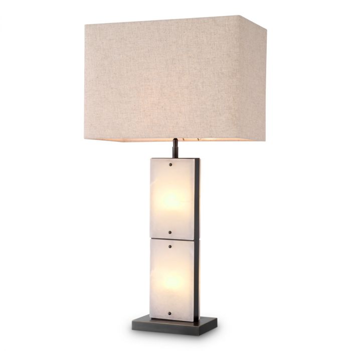 Table Lamp Ortiz bronze highlight finish alabaster incl shade