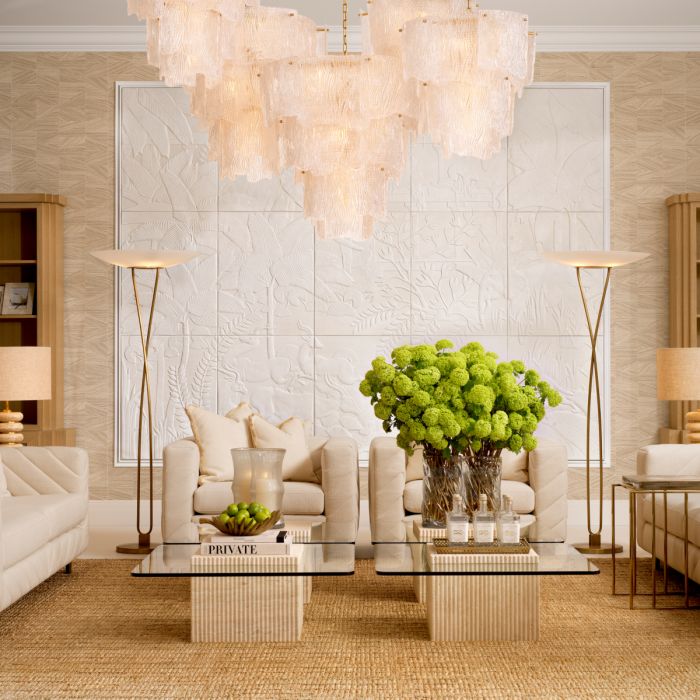 Chandelier Asinara L clear textured glass