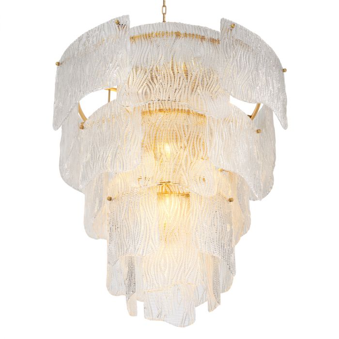 Chandelier Asinara L clear textured glass