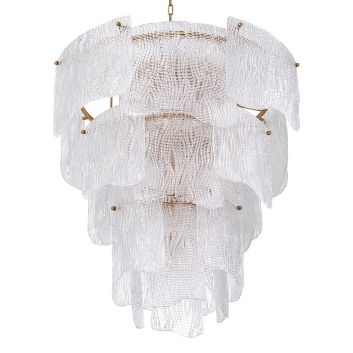 Chandelier Asinara L clear textured glass