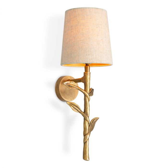 Wall Lamp Farini vintage brass finish incl linen mix shade