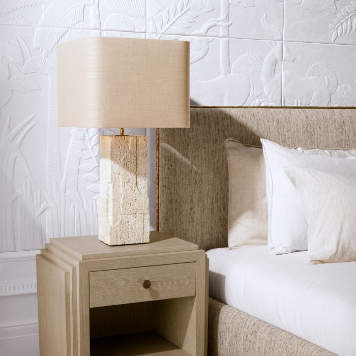 Table Lamp Mazzini travertine incl shade