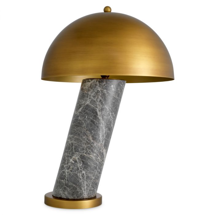Table Lamp Daniel grey marble antique brass finish