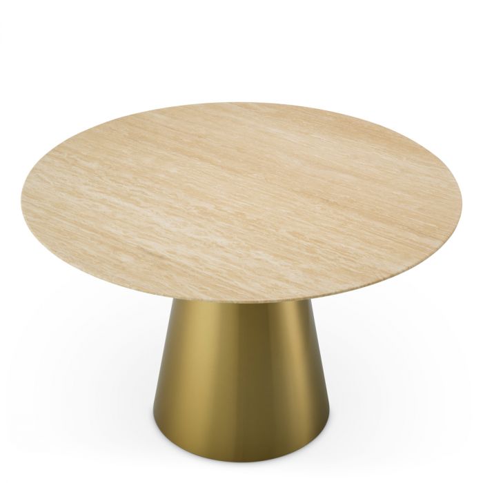 Dining Table Nathan brushed brass finish travertine