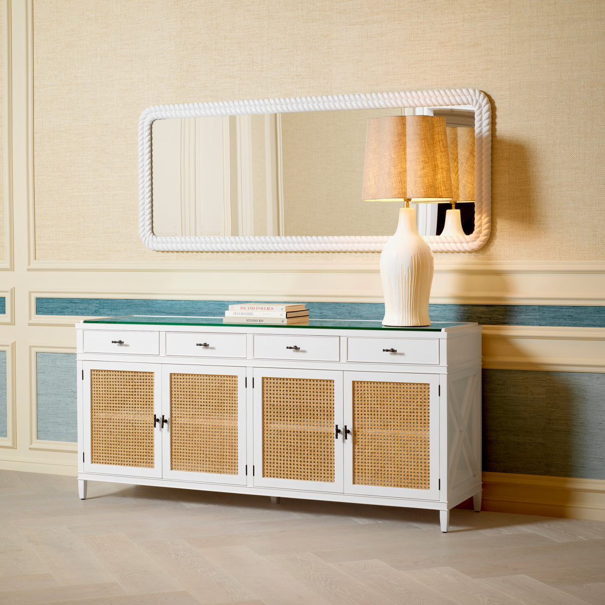 White Handcarved Mirror Viviana | Eichholtzmh.com