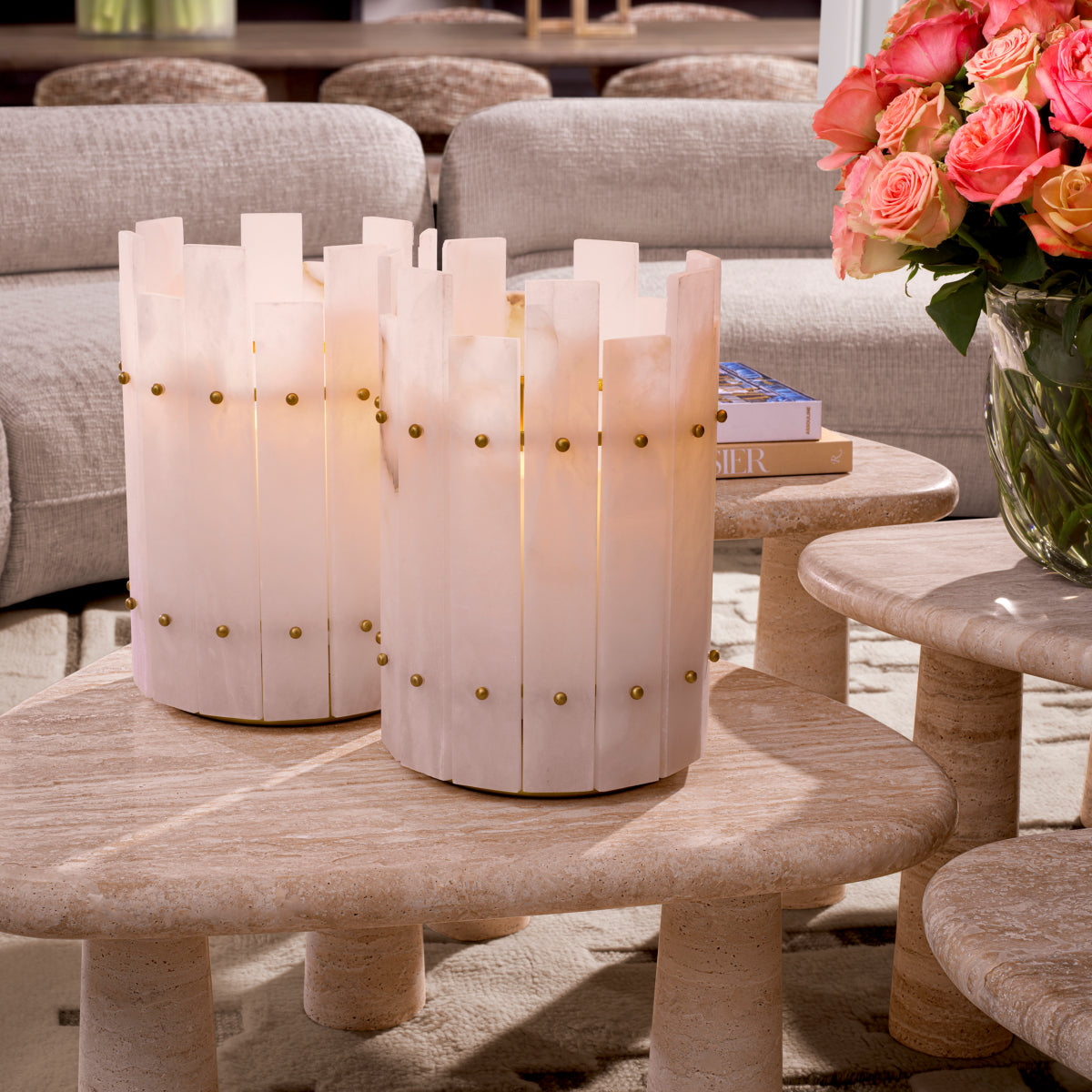Alabaster Hurricane Candle Holder Ruby | Eichholtzmh.com