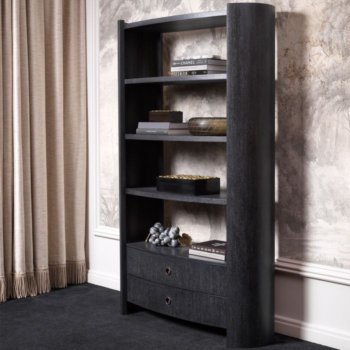 Cabinet Splendora charcoal grey oak veneer bronze finish