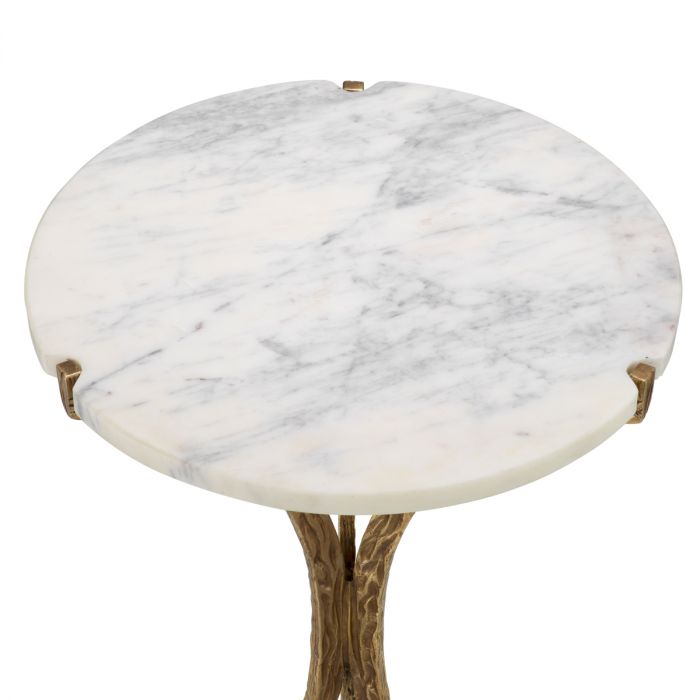 Side Table Emmeline vintage brass finish white marble