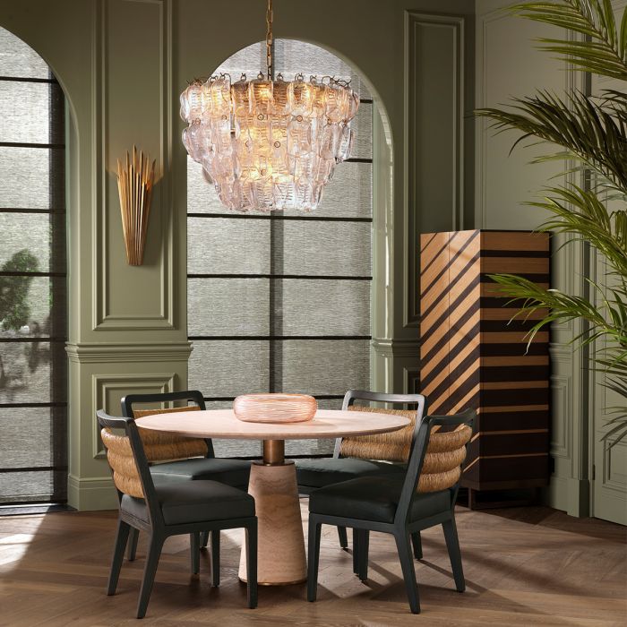 Dining Table Genova travertine brushed brass finish
