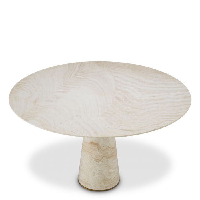 Dining Table Genova travertine brushed brass finish