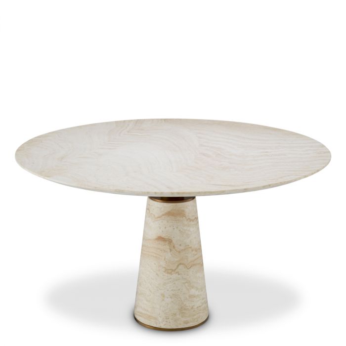 Dining Table Genova travertine brushed brass finish