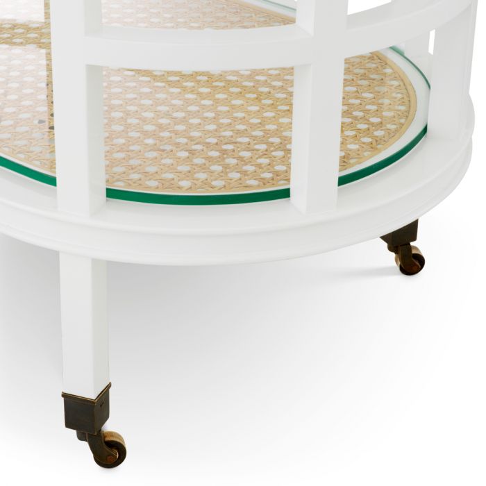 Trolley Bahamas piano white finish natural cane