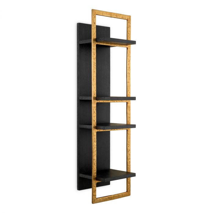 Wall Cabinet Belcanto charcoal grey oak veneer brushed brass finish