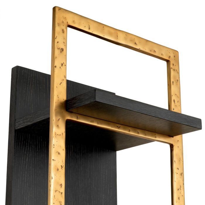 Wall Cabinet Belcanto charcoal grey oak veneer brushed brass finish