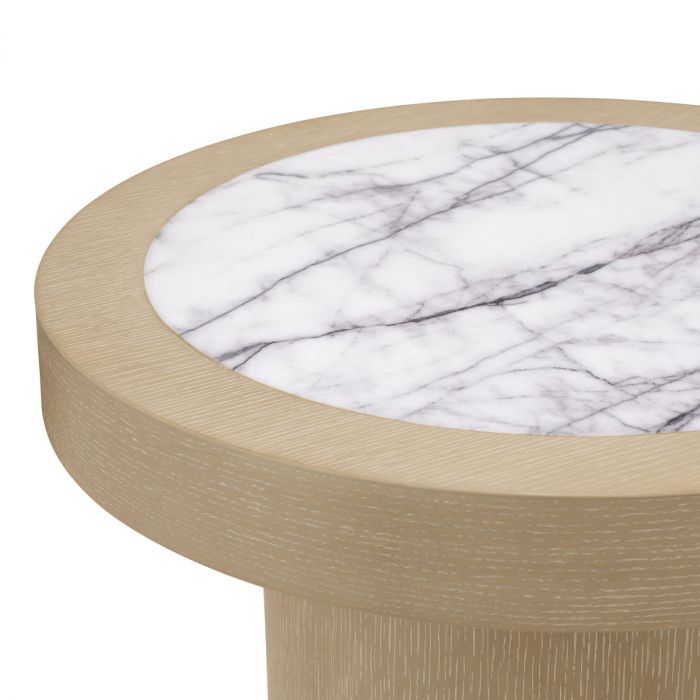 Side Table Presedio washed oak veneer biano lilac marble top