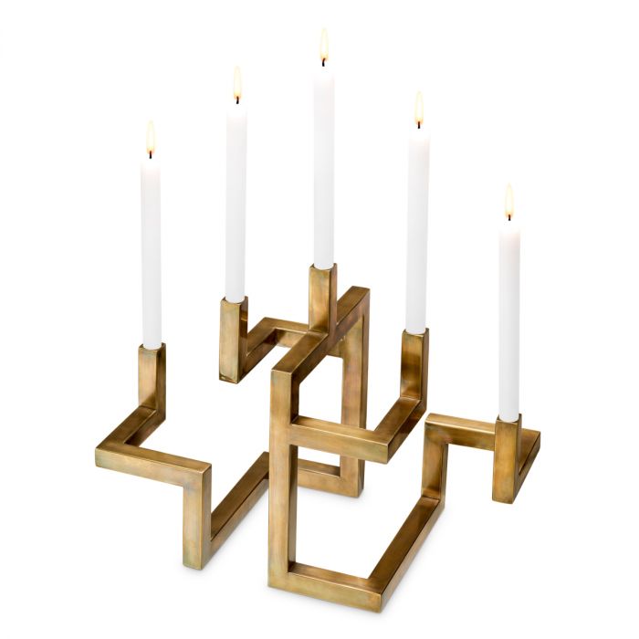 Candle Holder Skyline vintage brass finish