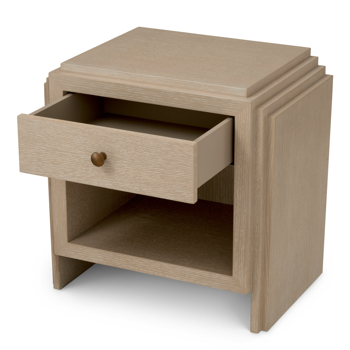 Oak Wooden Nightstand ArtDeco