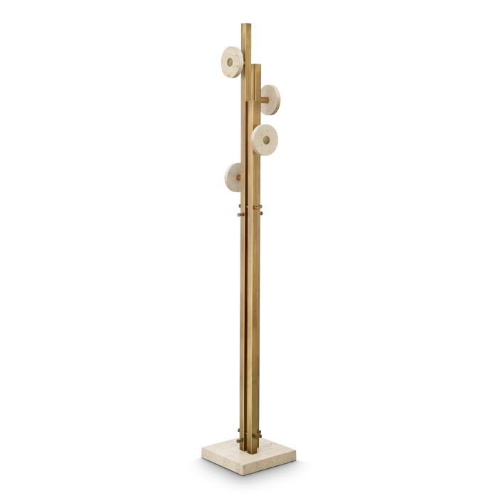 Coatrack Amadora vintage brass finish travertine