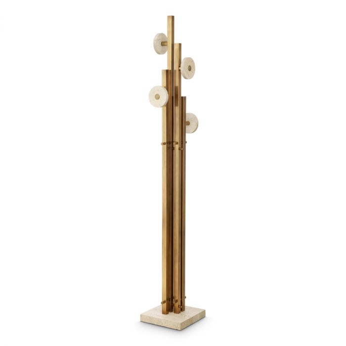 Coatrack Amadora vintage brass finish travertine