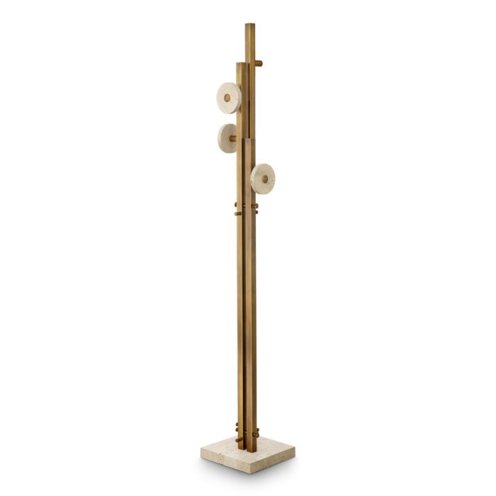 Coatrack Amadora vintage brass finish travertine