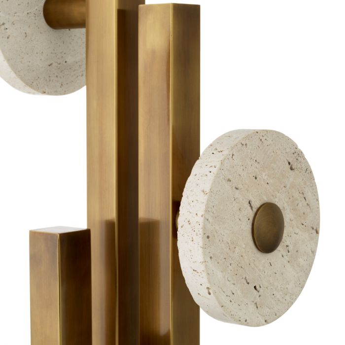 Coatrack Amadora vintage brass finish travertine