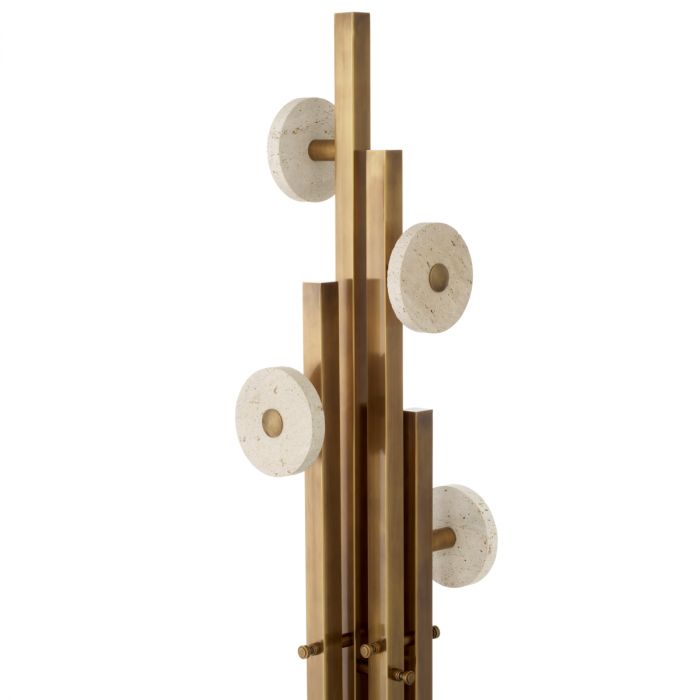 Coatrack Amadora vintage brass finish travertine