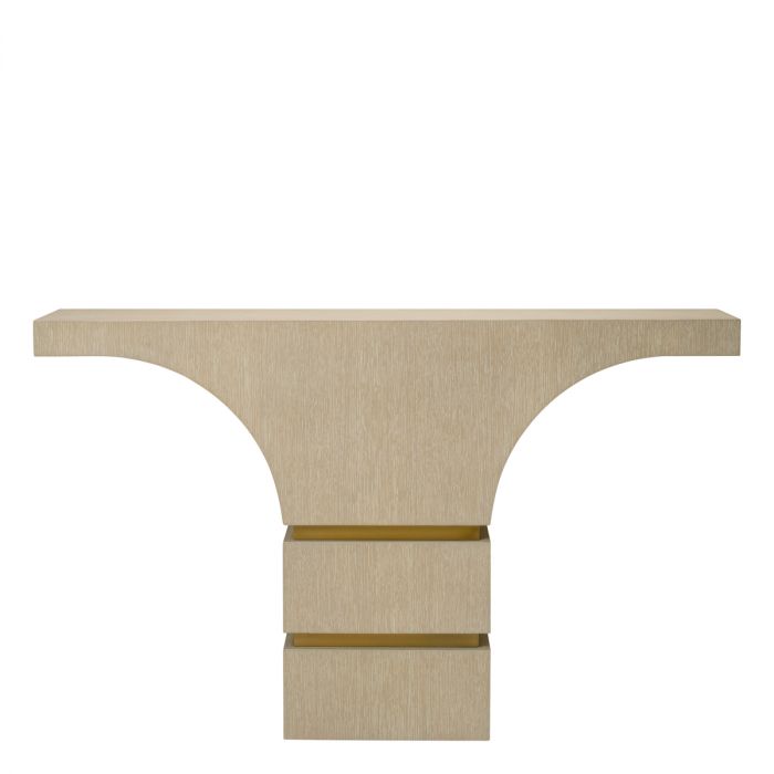 Console Table Thaddeus washed oak veneer brushed brass finish